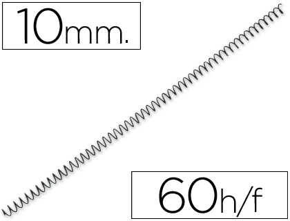 CJ200 espirales Q-Connect metálicos negros 10mm. paso 5:1